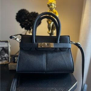 Amiana Black Mini Tote‎ Crossbody w/ Gold Hardware